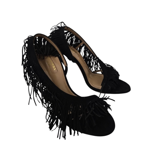 Aquazzurra Wild Fringe Black suede sandals - Picture 5 of 11